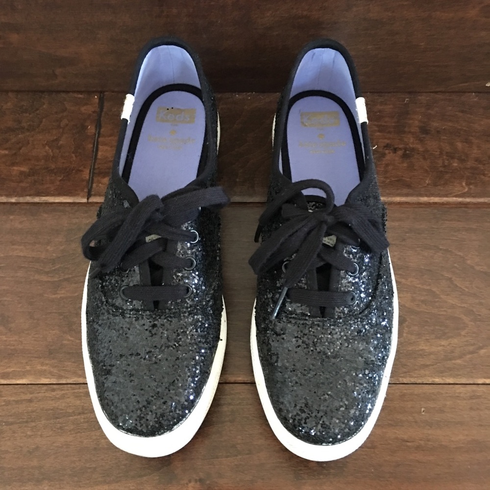 Keds for Kate Spade black glitter flatform sneaker